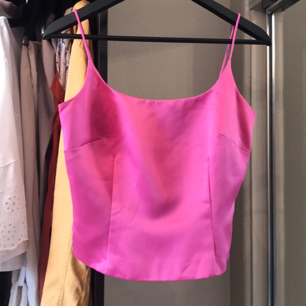 Ann Taylor satin pink crop top